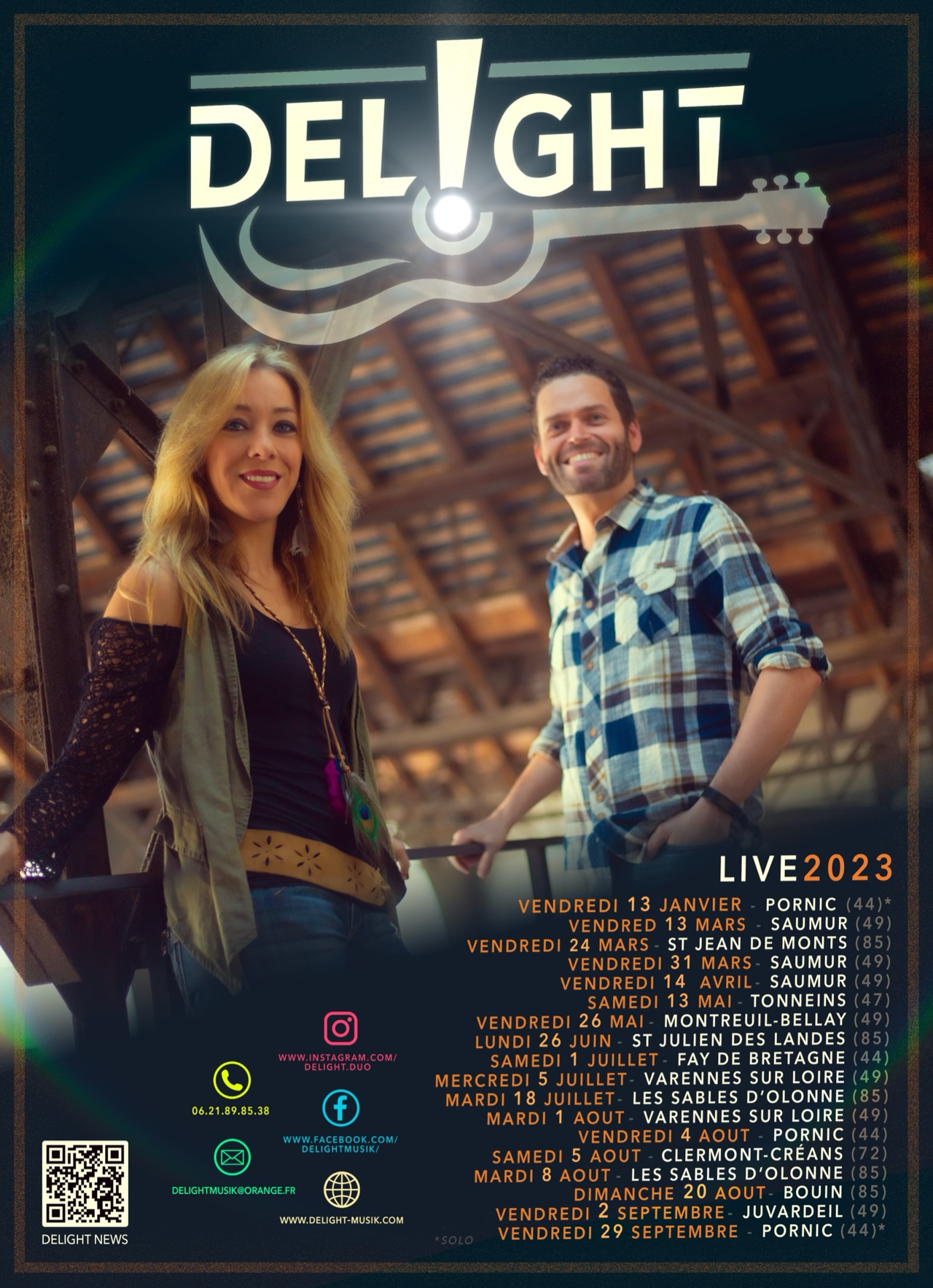 Affiche Delight Live 2023 avec ses 18 dates