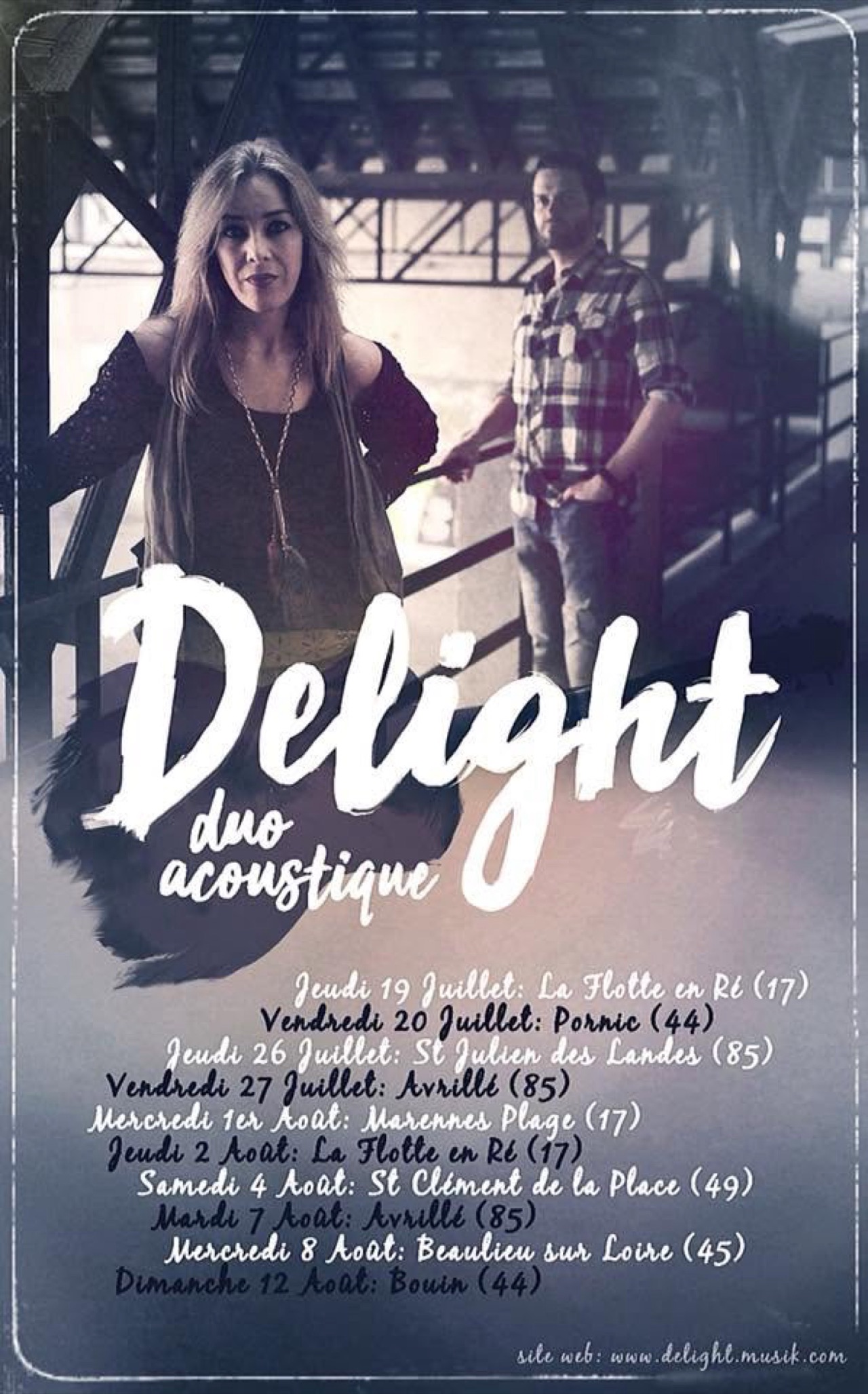 Affiche Delight duo acoustique, dates de l'été 2018