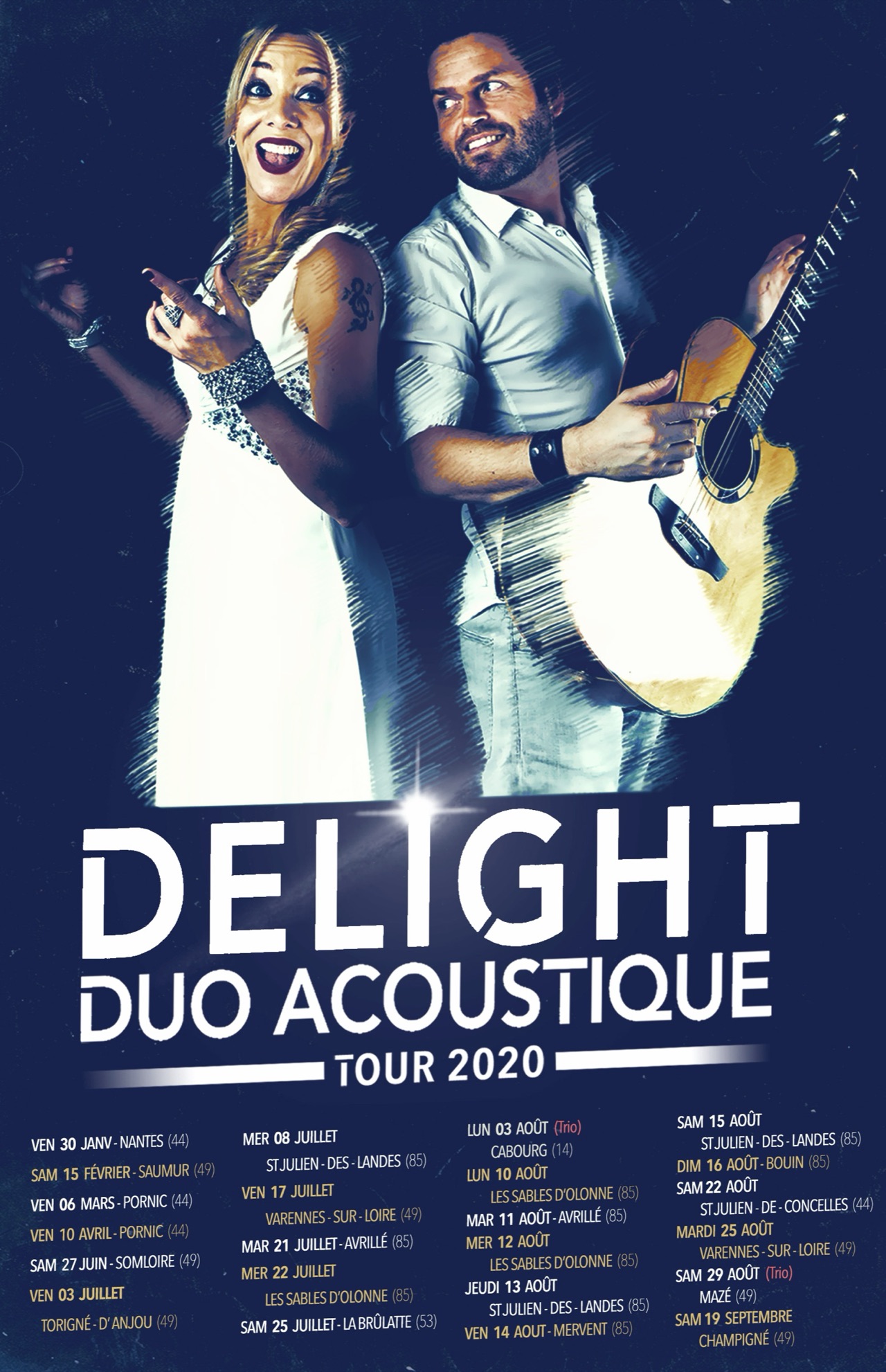 Affiche Delight duo acoustique Tour 2020 (version de mars 2020)
