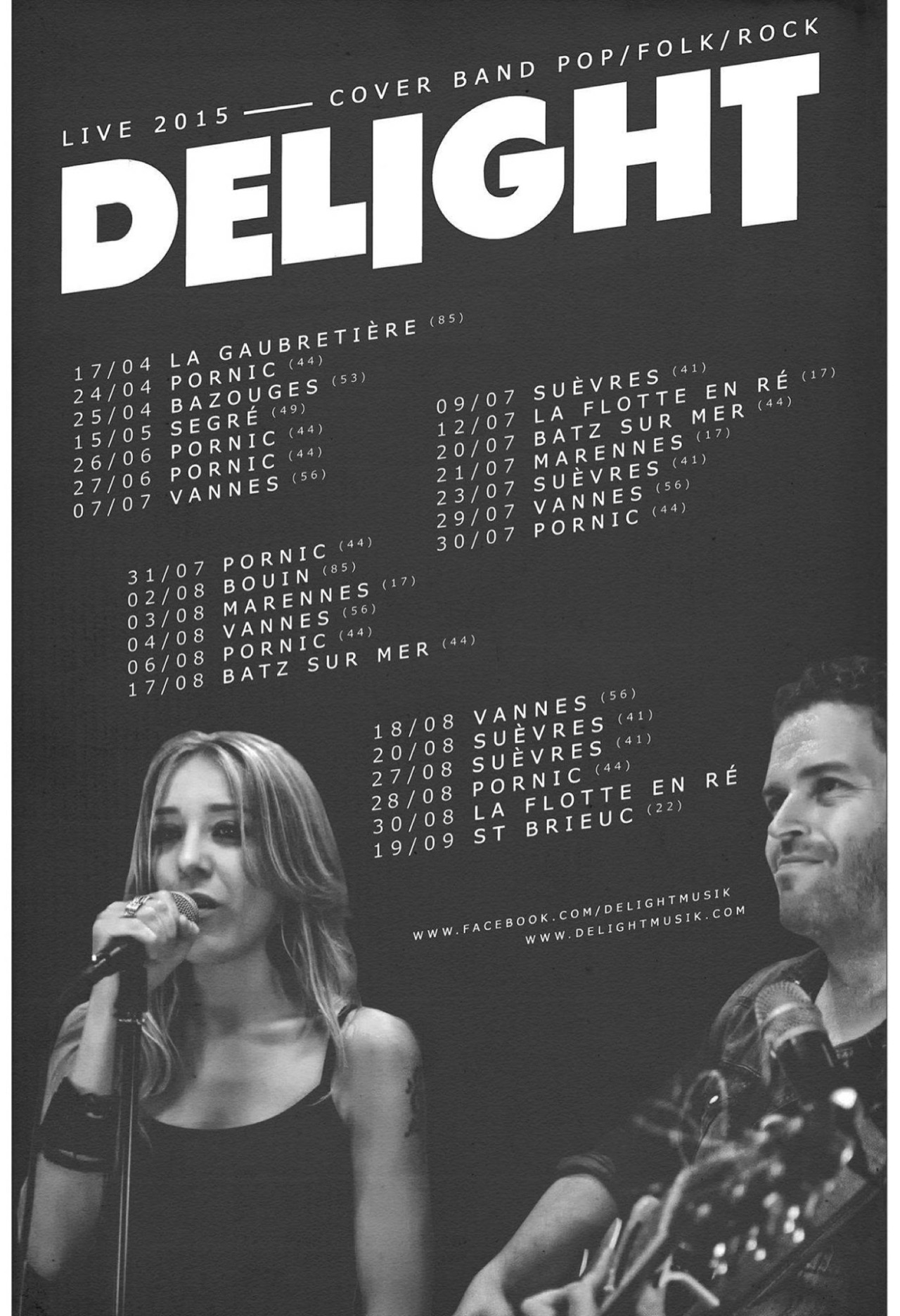 Affiche verticale Delight Live 2015 avec photos et dates