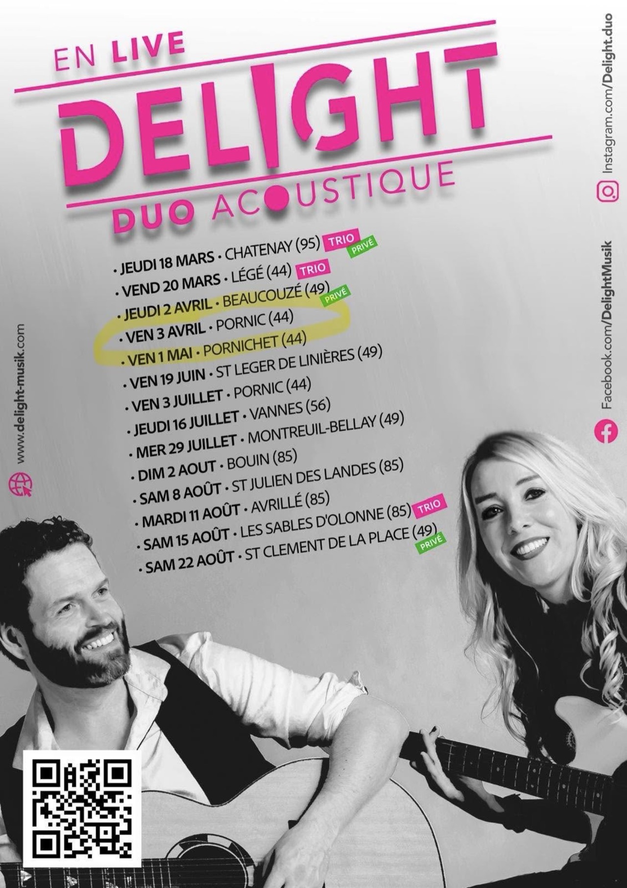 Affiche Delight en live 2026, dates de printemps et d'été
