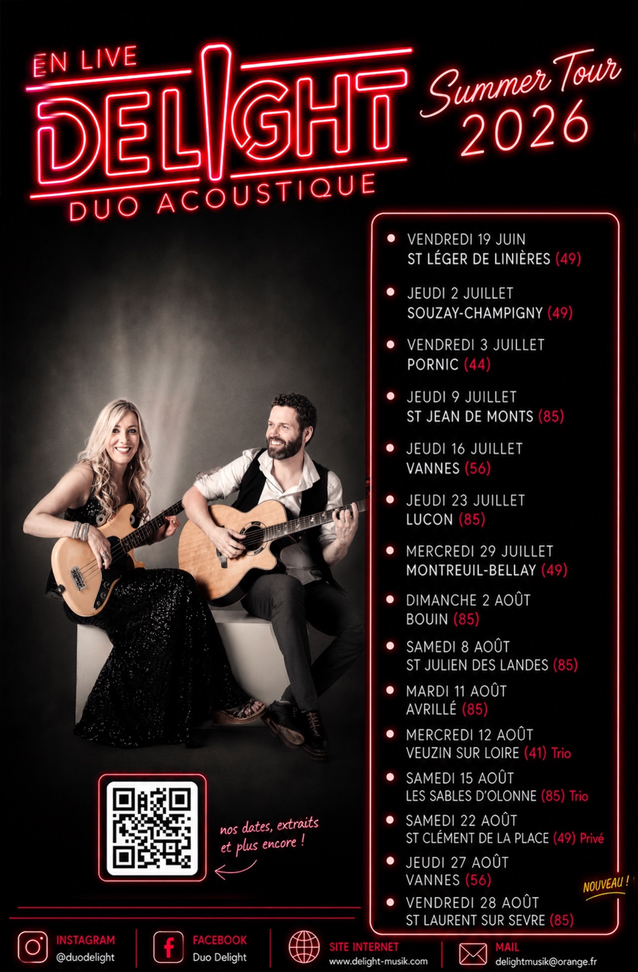 Affiche Delight Summer Tour 2026 avec ses 15 dates d'été