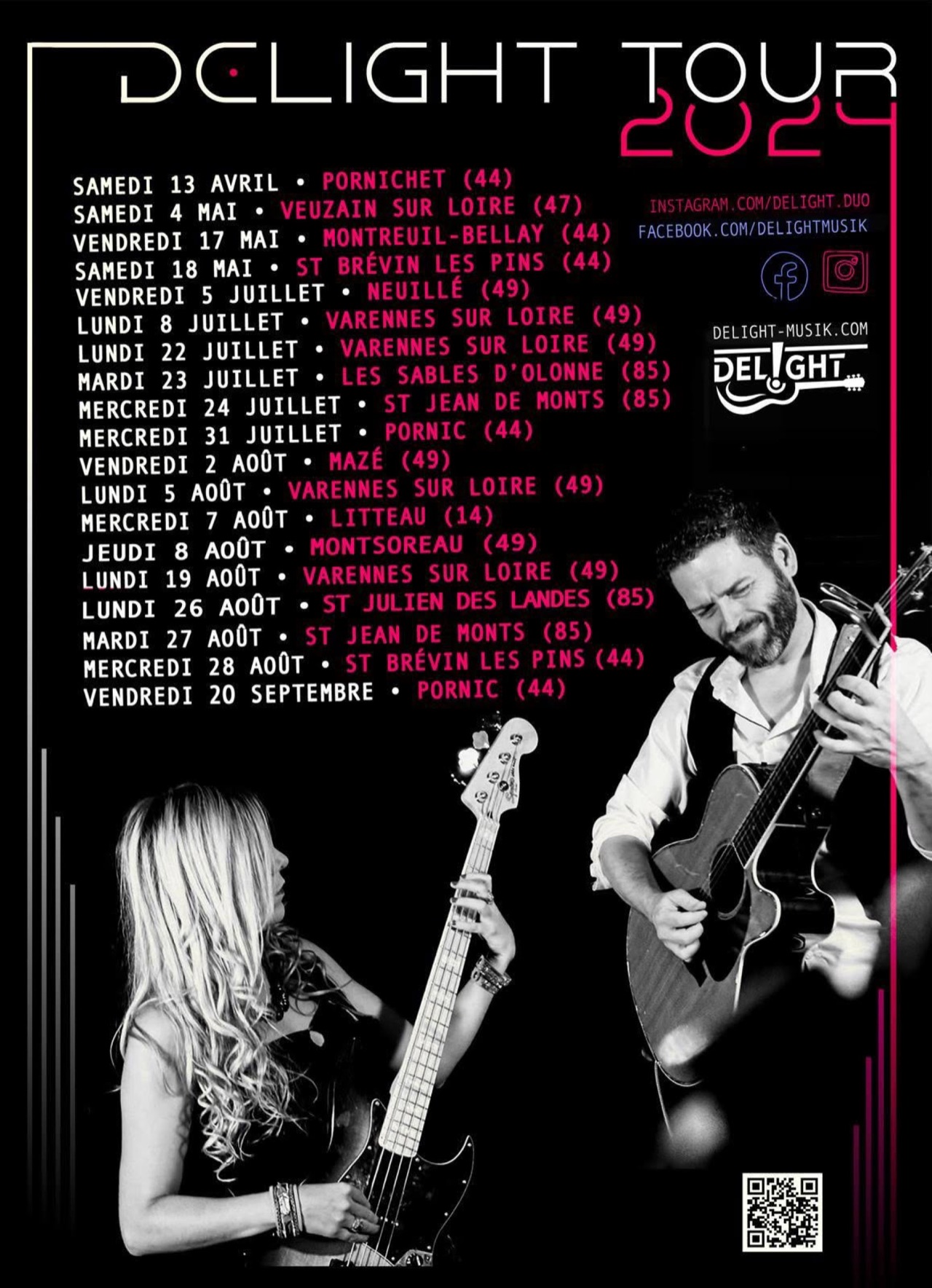 Affiche Delight Tour 2024, version finale, 19 dates