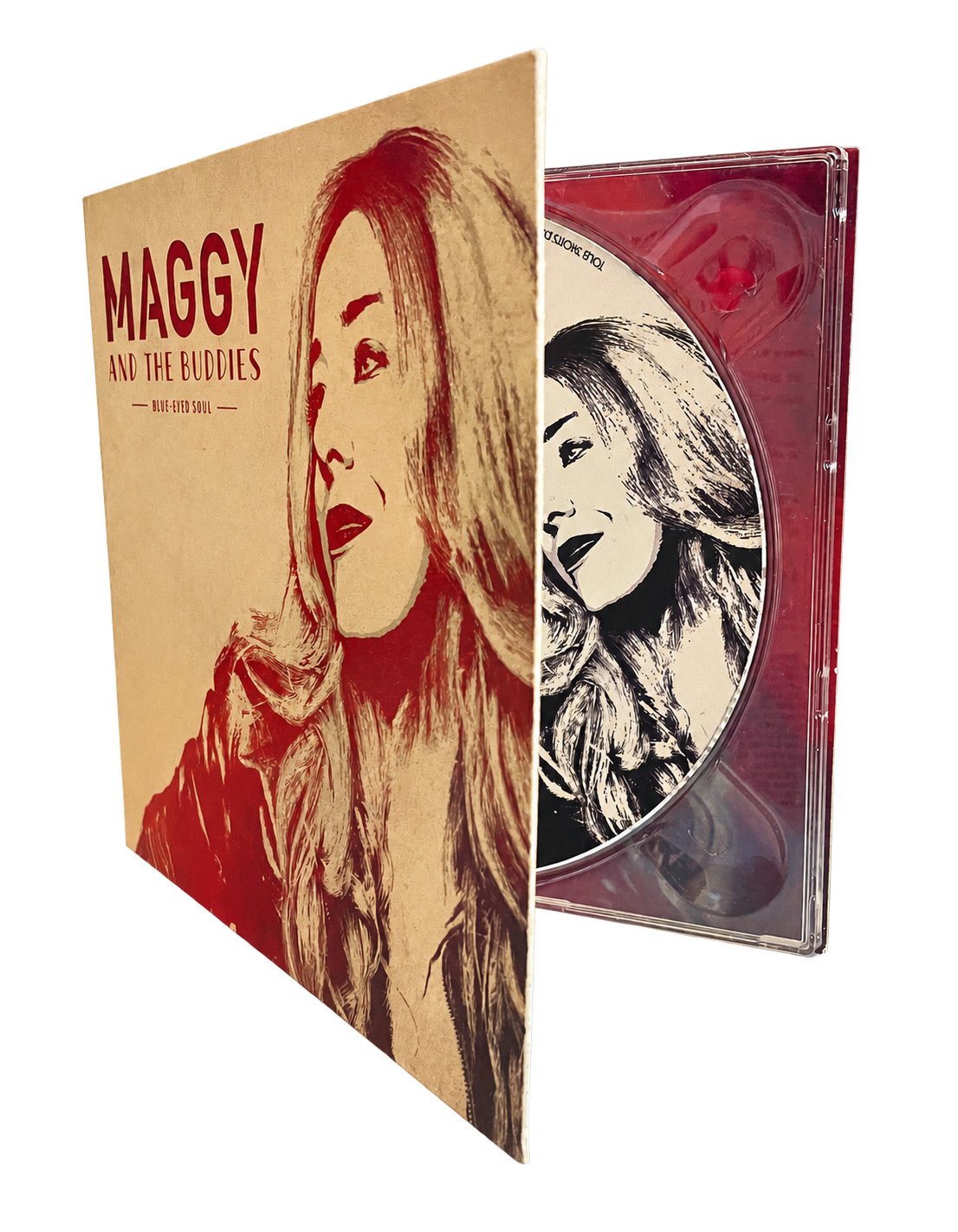 Pochette ouverte de l'album MAGGY & THE BUDDIES « Blue Eyed Soul » et son CD